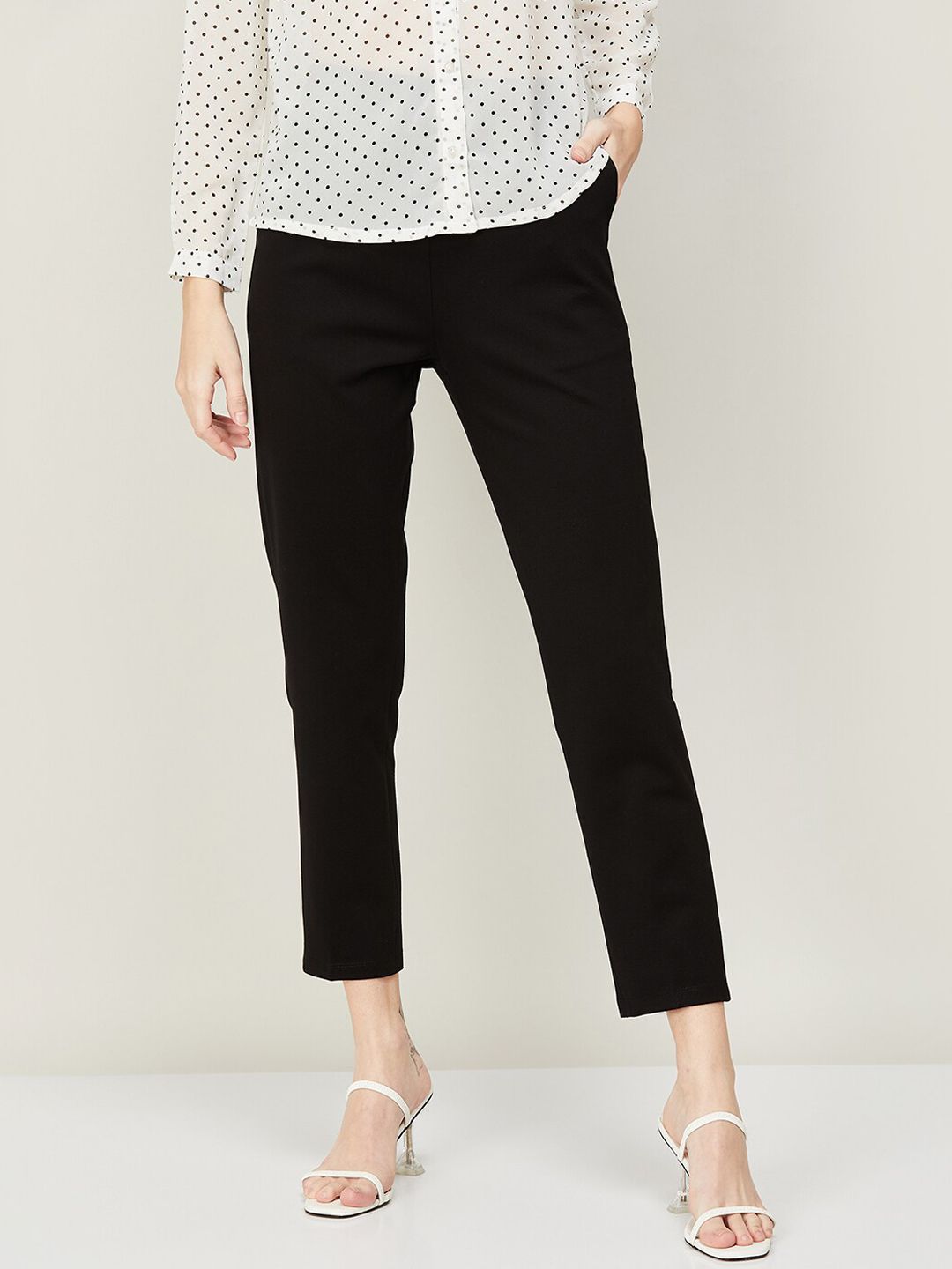 CODE by Lifestyle Women Black Slim Fit High-Rise Trouser Price in India