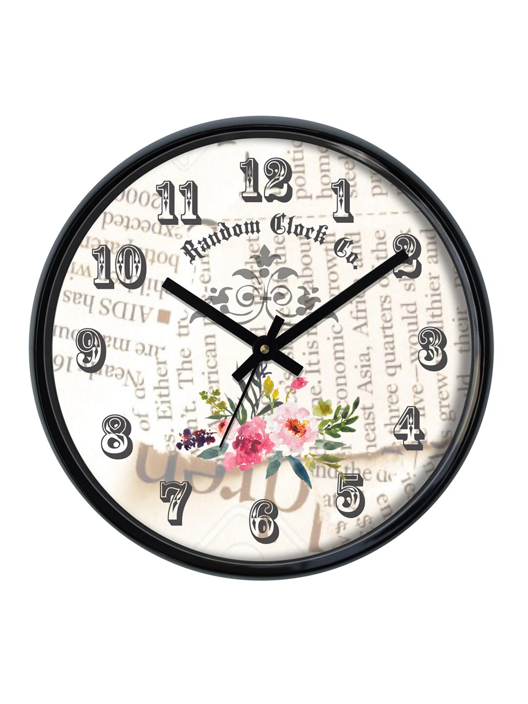 RANDOM Off-White Round Printed Analogue Wall Clock Price in India