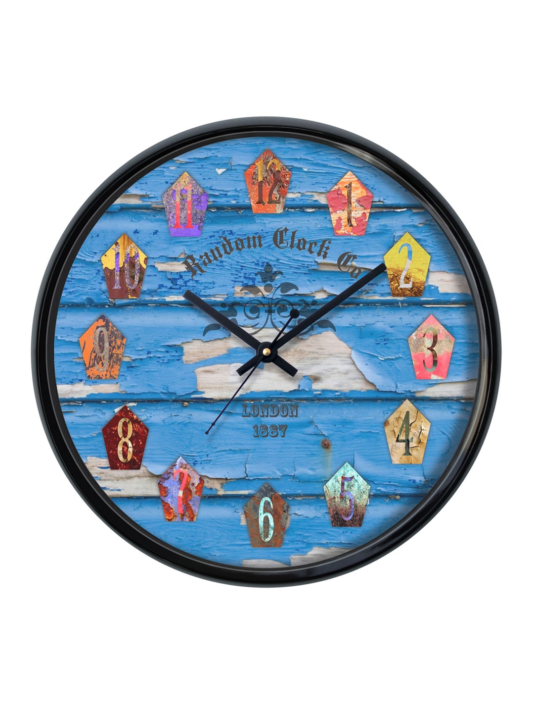 RANDOM Blue Round Printed Analogue Wall Clock Price in India