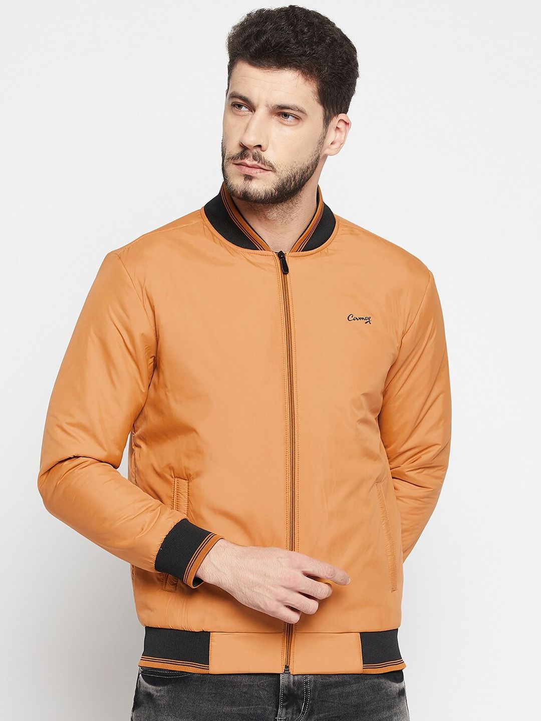 Camey Men Mustard Lightweight Bomber Jacket