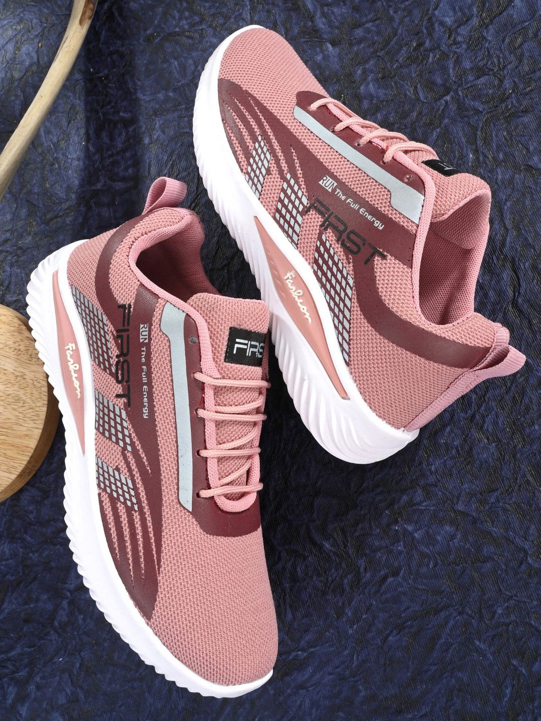 BIRDE Women Peach & Grey Printed Non-Marking Walking Shoes Price in India