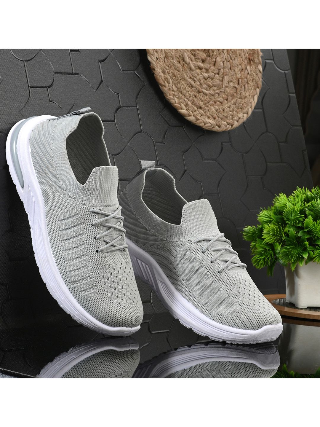 BIRDE Women Grey Solid Non-Marking Walking Shoes Price in India