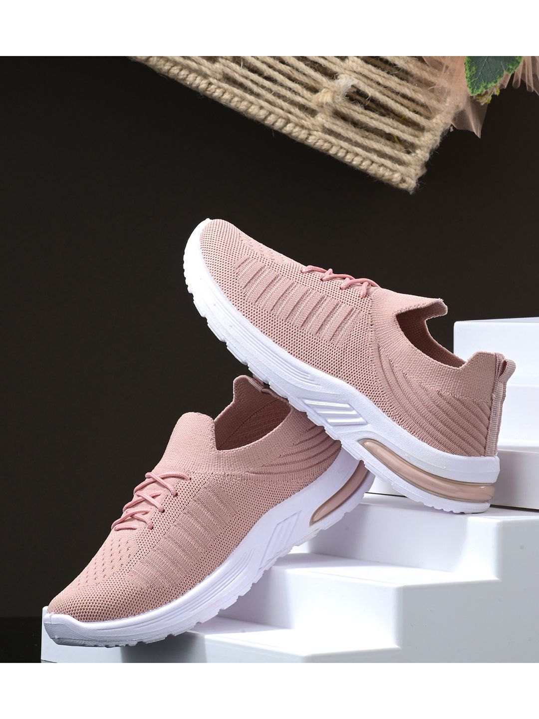 BIRDE Women Peach Solid Non-Marking Walking Shoes Price in India