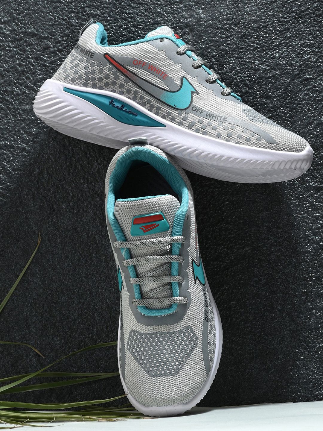 BIRDE Women Grey & Turquoise Blue Printed Non-Marking Walking Shoes Price in India