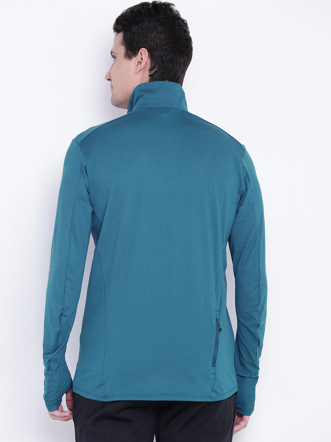 Buy ADIDAS Men Teal Blue SN 1/2 ZIP Mock Collar T-shirt - Tshirts