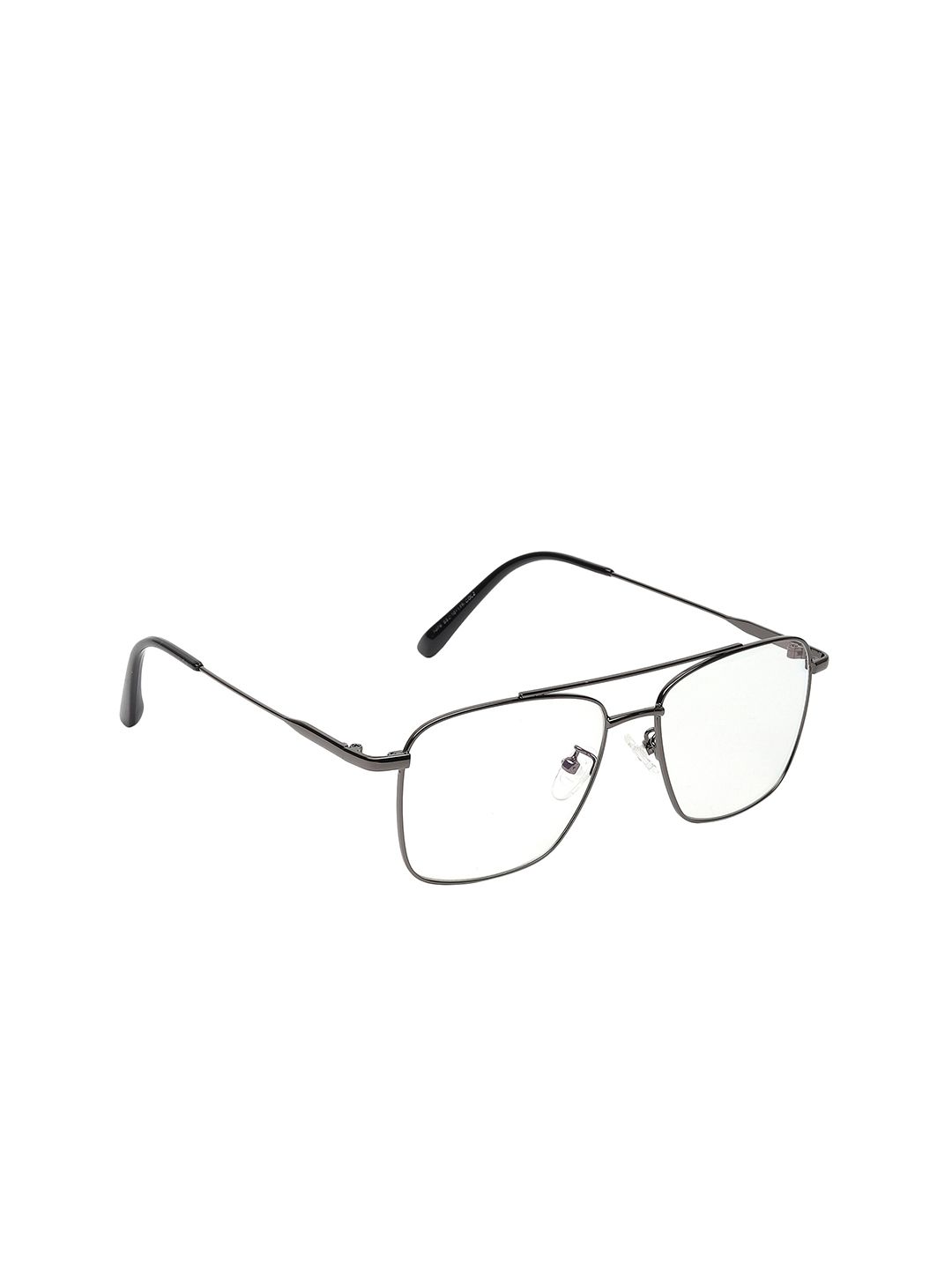 GARTH Unisex Clear Lens & Gunmetal-Toned Square Sunglasses