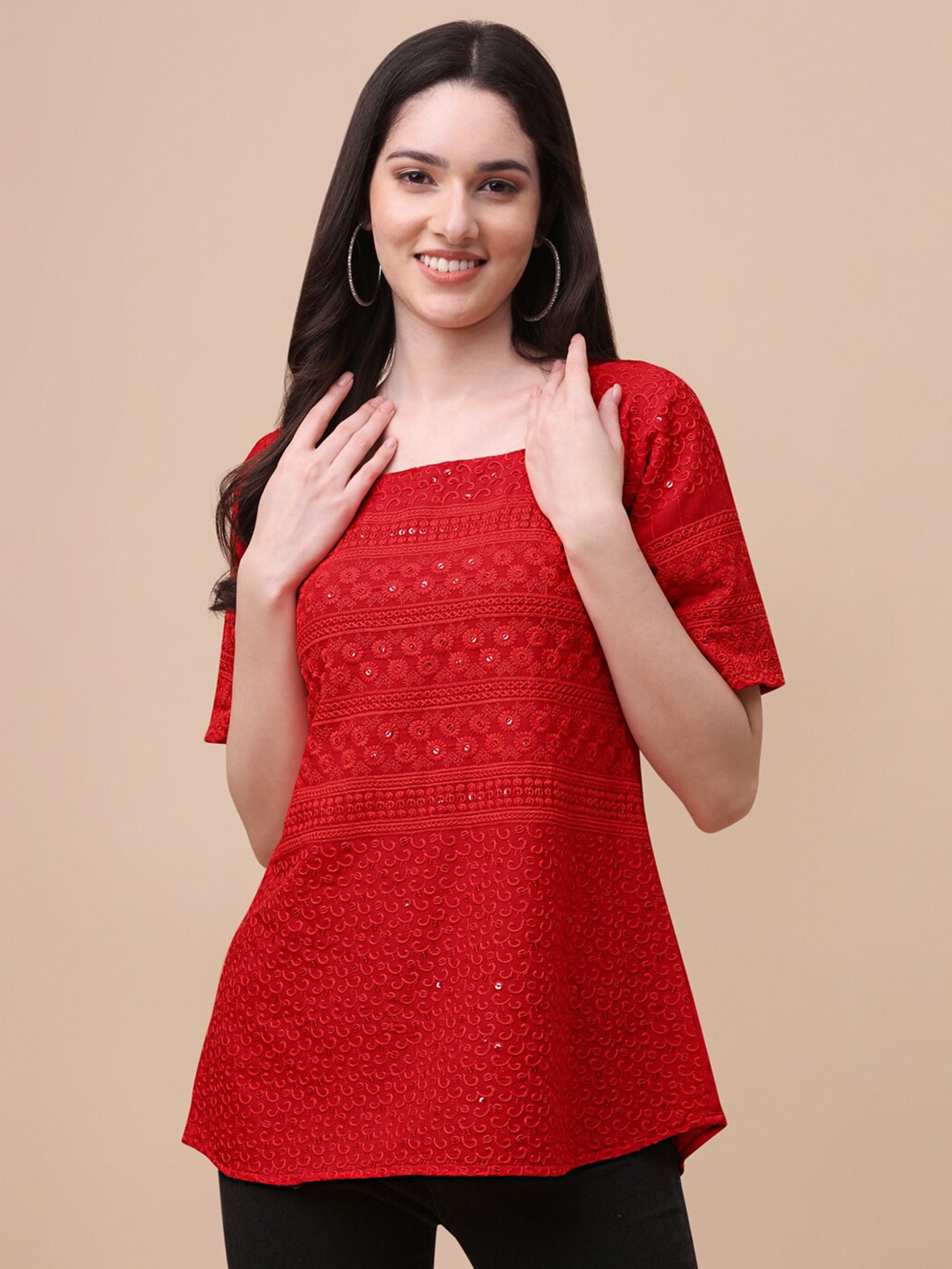 GUFRINA Red Styled Back Top Price in India