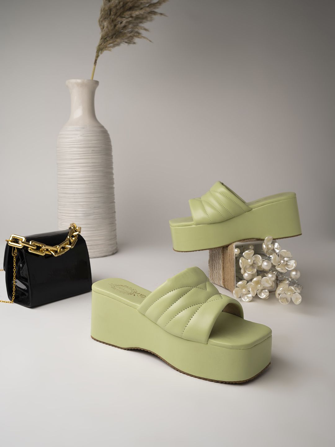 Shoetopia Green Wedge Heels