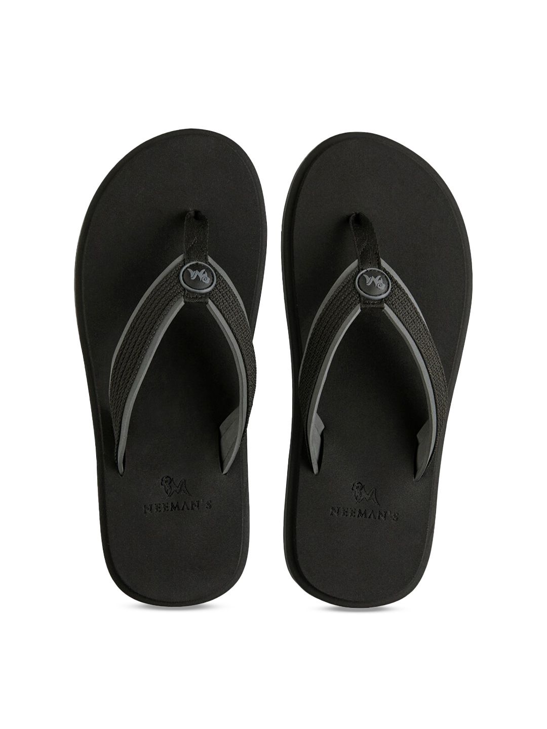 NEEMANS Unisex Black Rubber Thong Flip-Flops