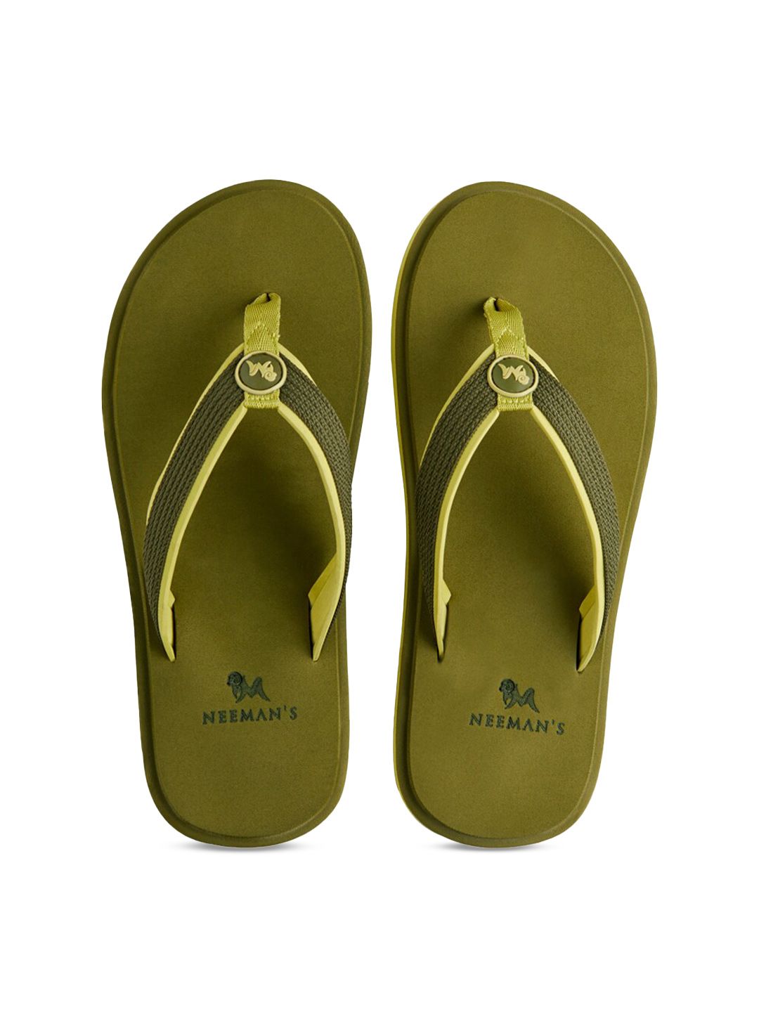 NEEMANS Unisex Green Rubber Thong Flip-Flops