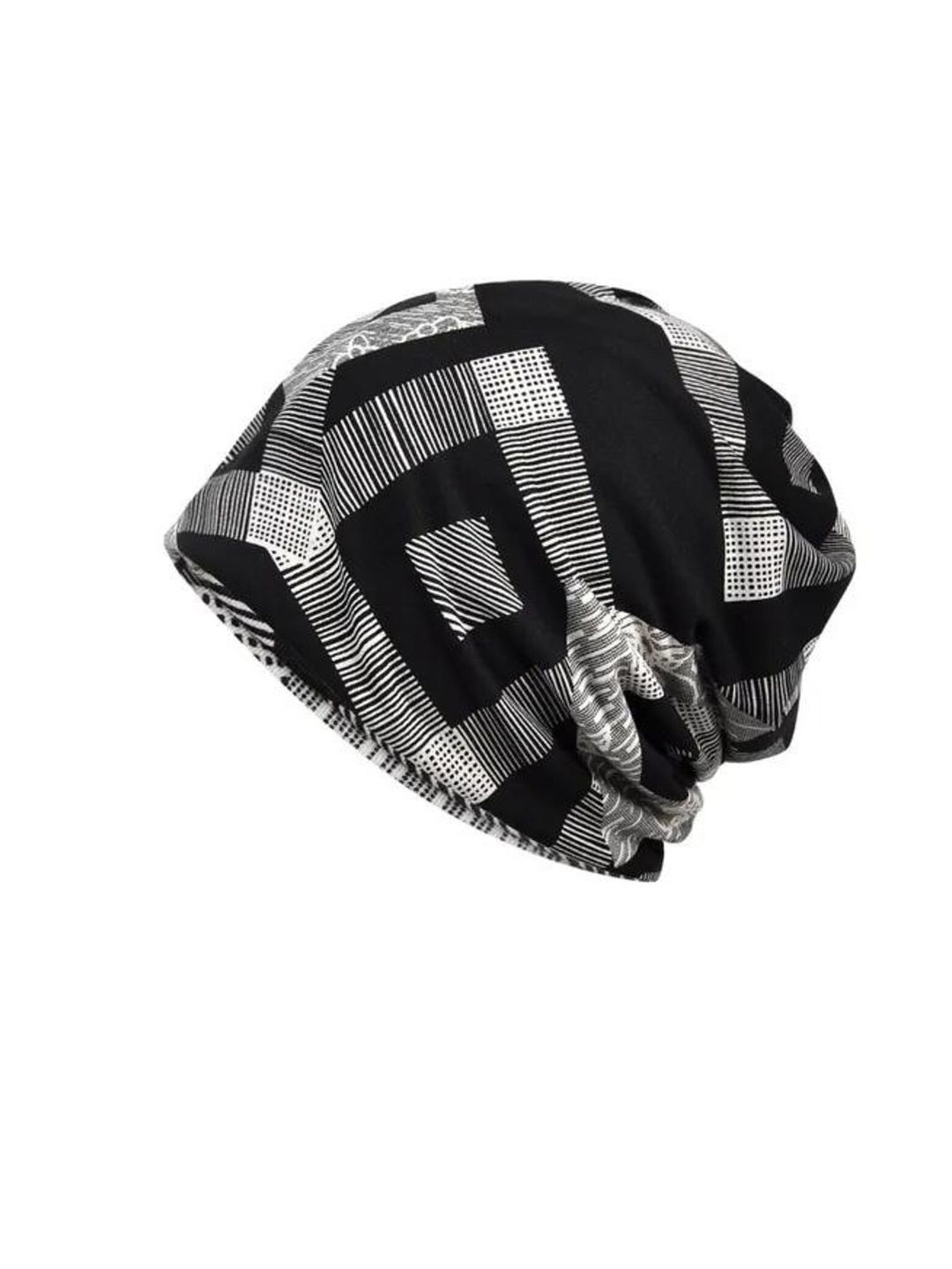 YOUSTYLO Unisex Black & Red Printed Cotton Beanie