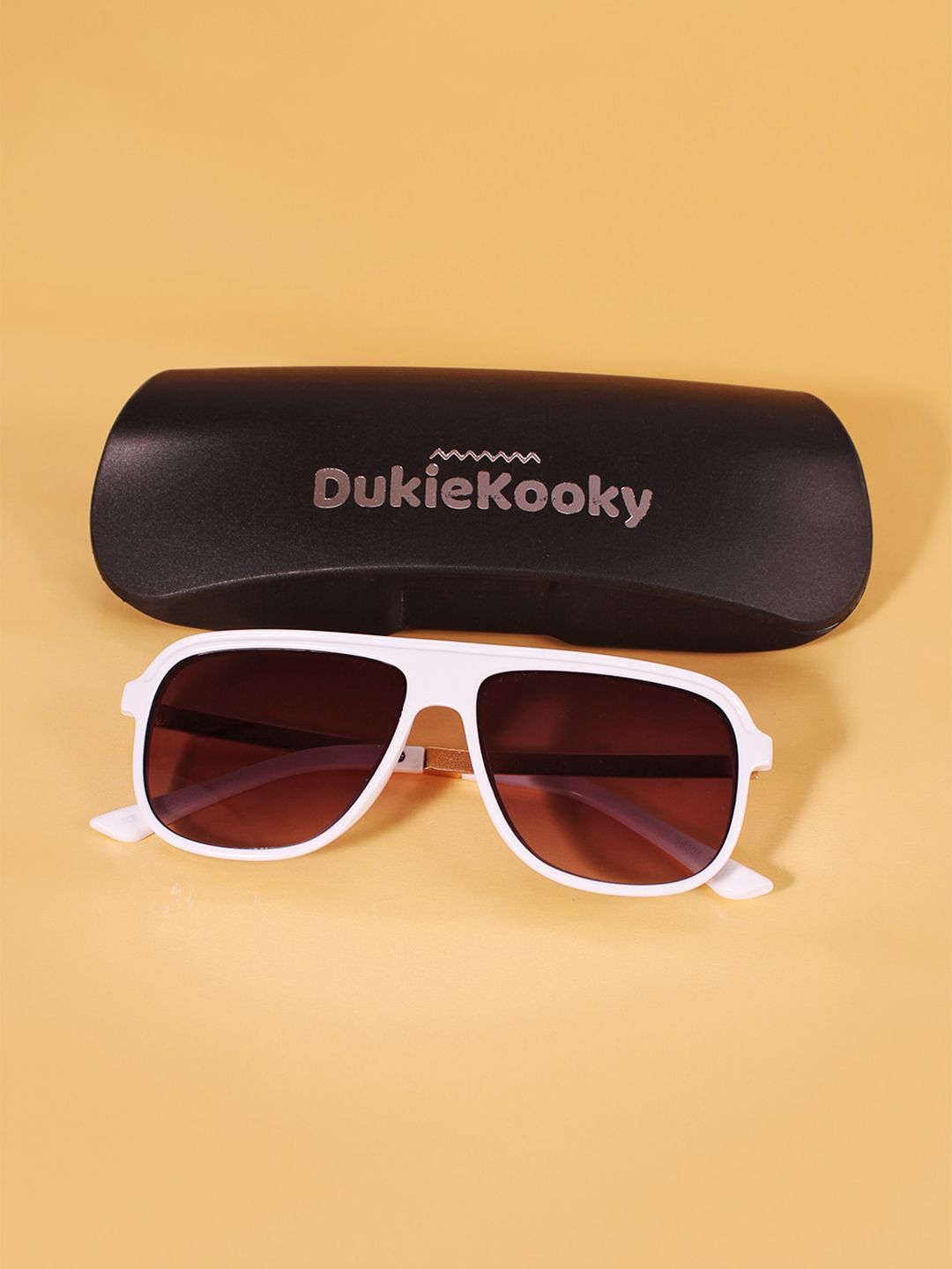 DukieKooky Unisex Kids Purple Lens & White Square Sunglasses with UV Protected Lens