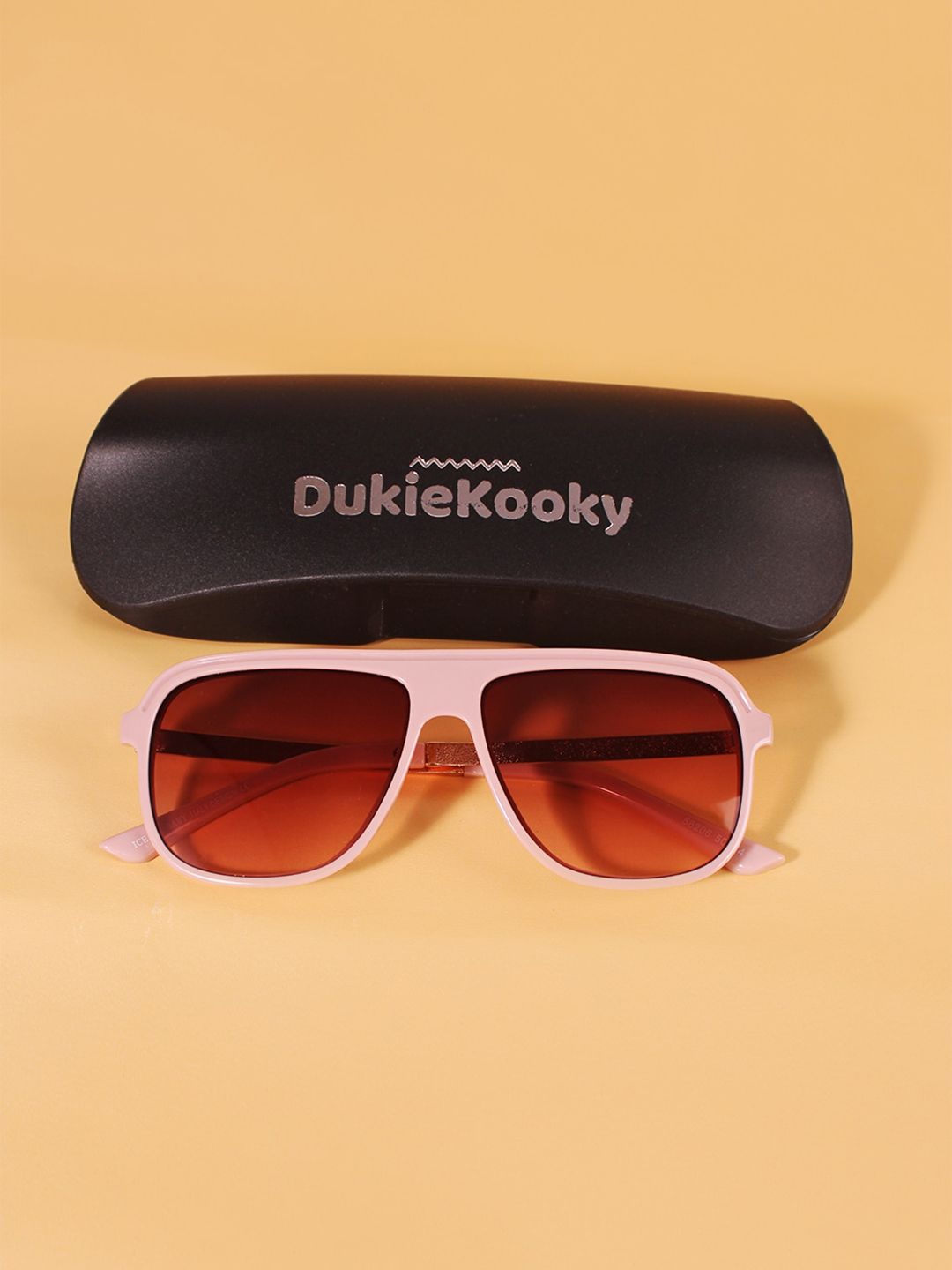 DukieKooky Unisex Kids Brown Lens & Pink Square Sunglasses with UV Protected Lens