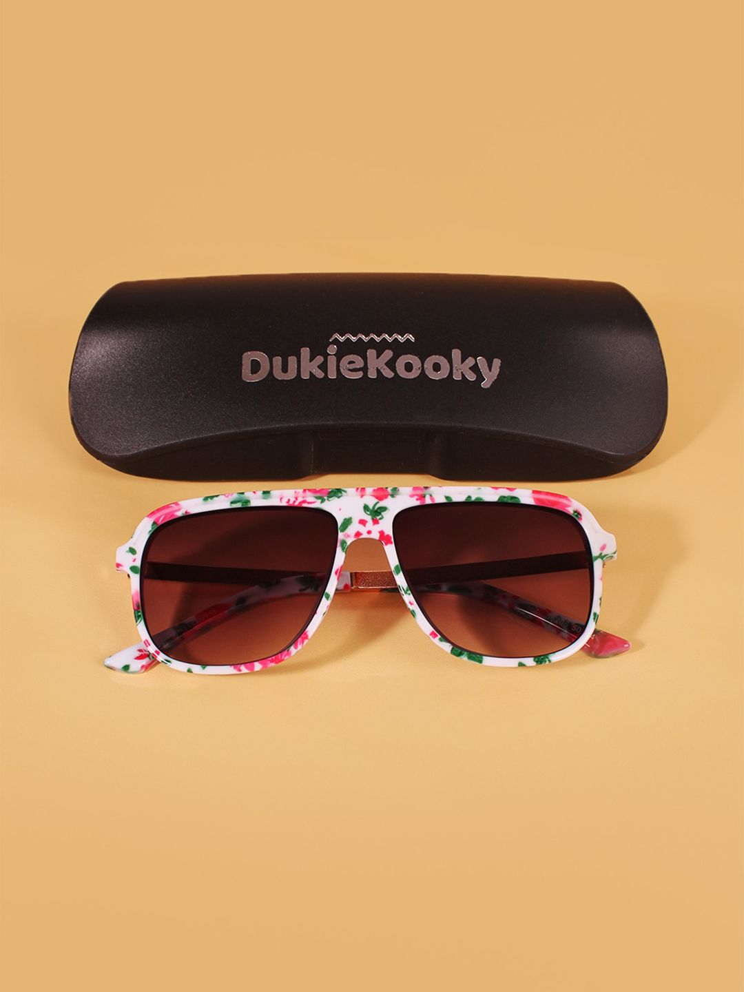 DukieKooky Unisex Kids Grey Lens & White Square Sunglasses with UV Protected Lens