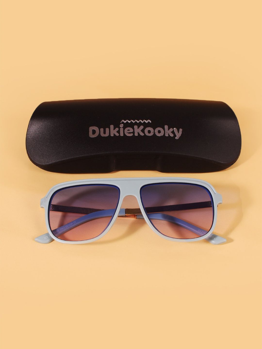 DukieKooky Unisex Kids Grey Lens & Green Square Sunglasses with UV Protected Lens