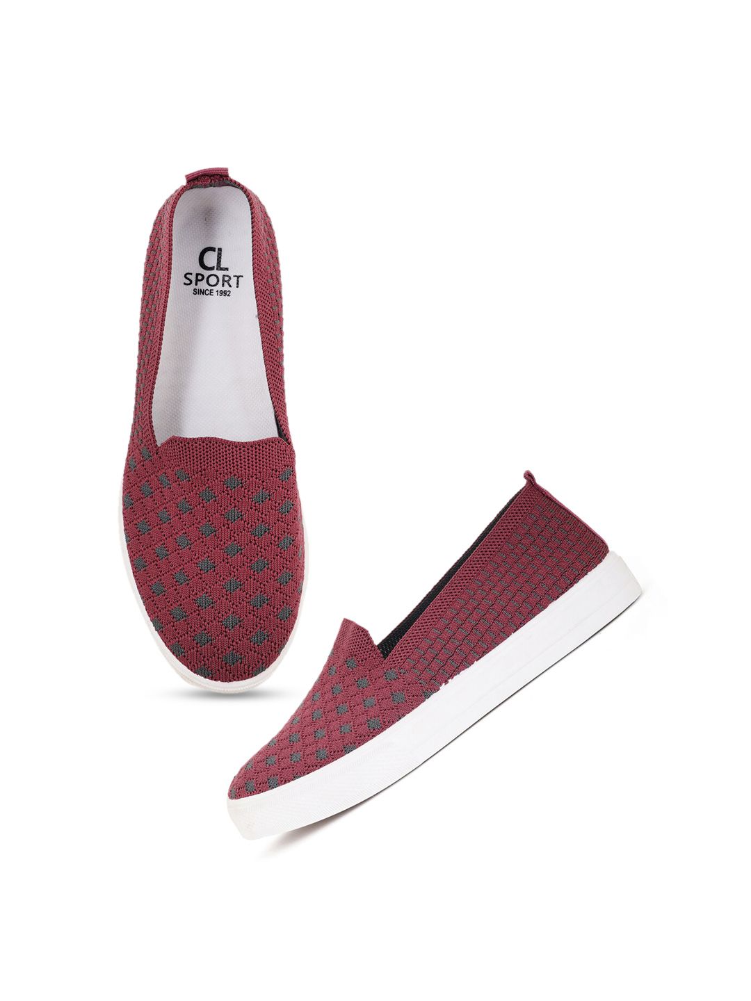 Carlton London sports Women Burgundy Woven Design Slip-On Sneakers Price in India