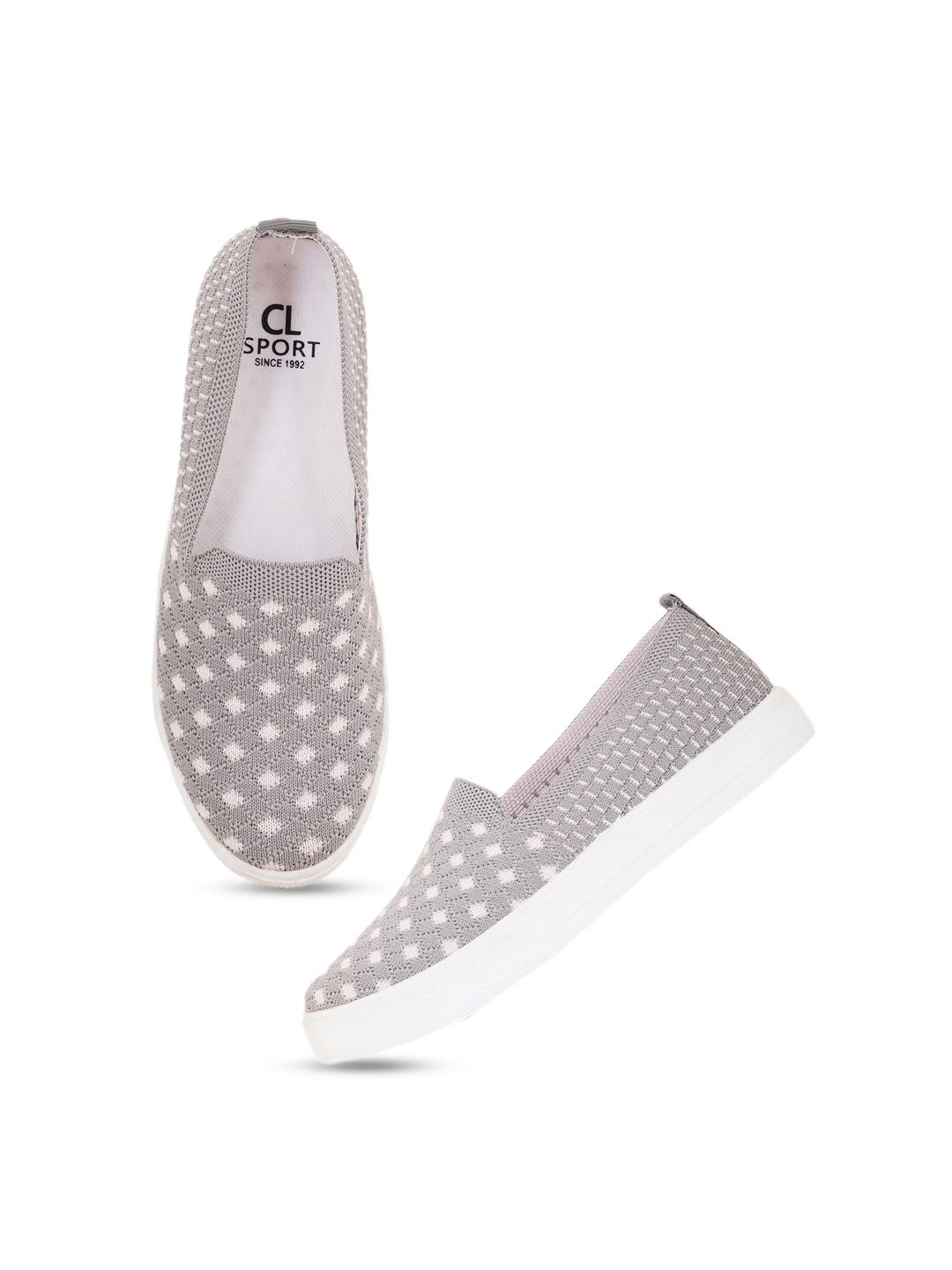 Carlton London sports Women Grey Woven Design Slip-On Sneakers Price in India