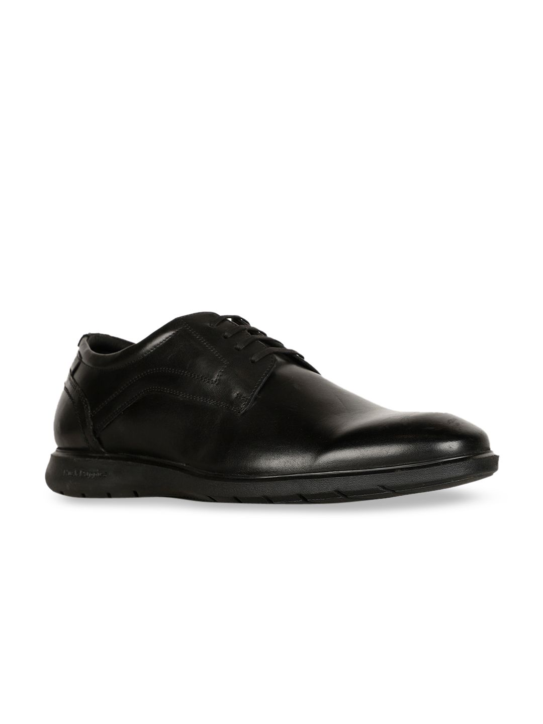 Hush Puppies Men Black Leather Formal Derby's Shoes