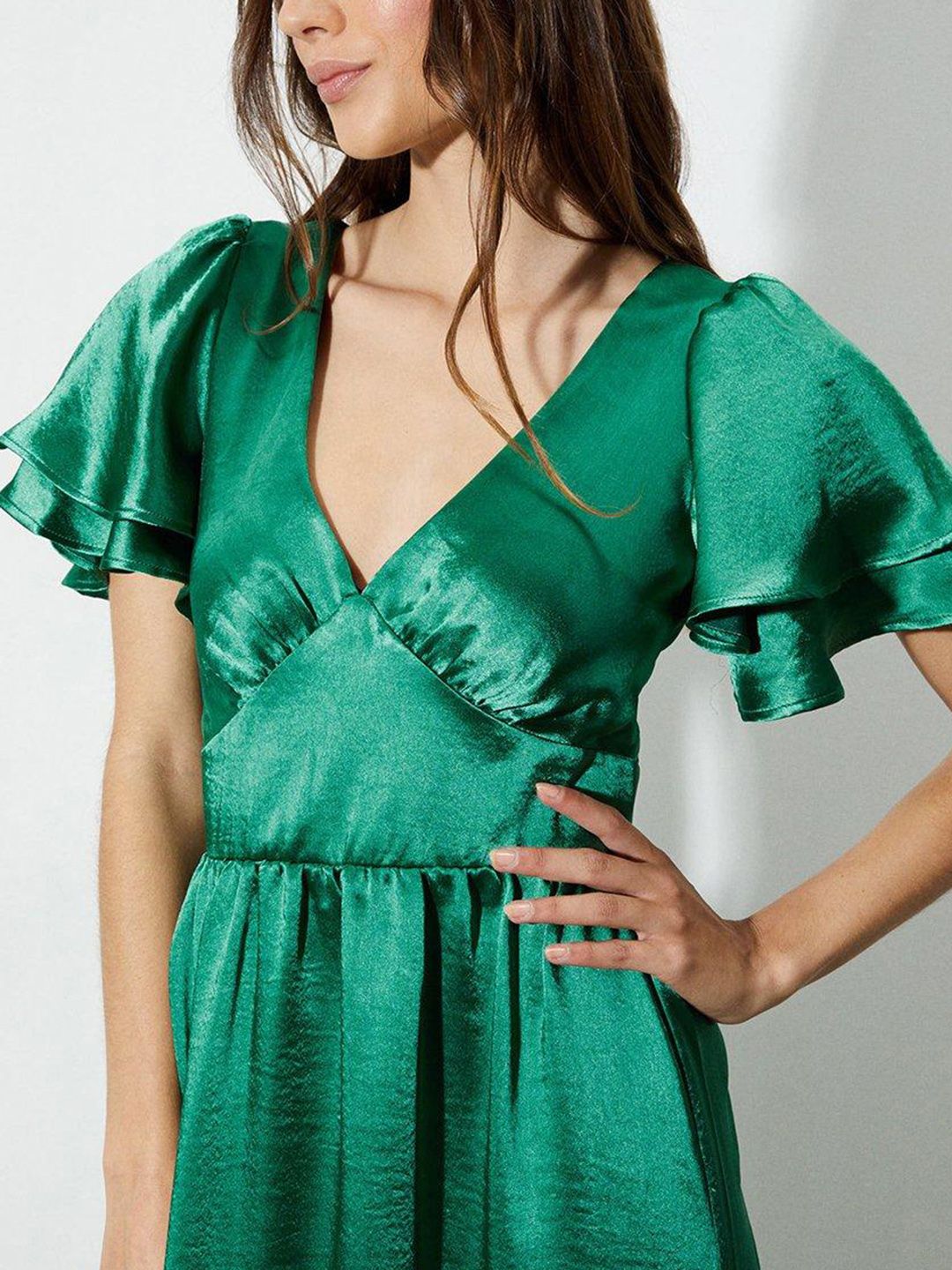 Buy DOROTHY PERKINS Green Satin Frill Sleeve Maxi Dress - Dresses for Women  20861784 | Myntra