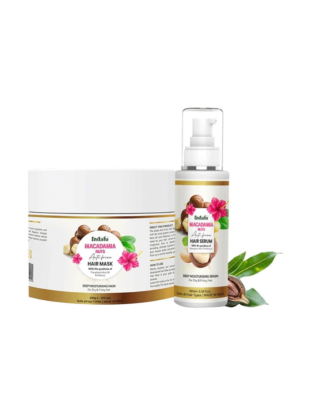 INDALO Set Of 2 Macadamia Nuts Anti-Frizz Hair Serum & Mask-300gm
