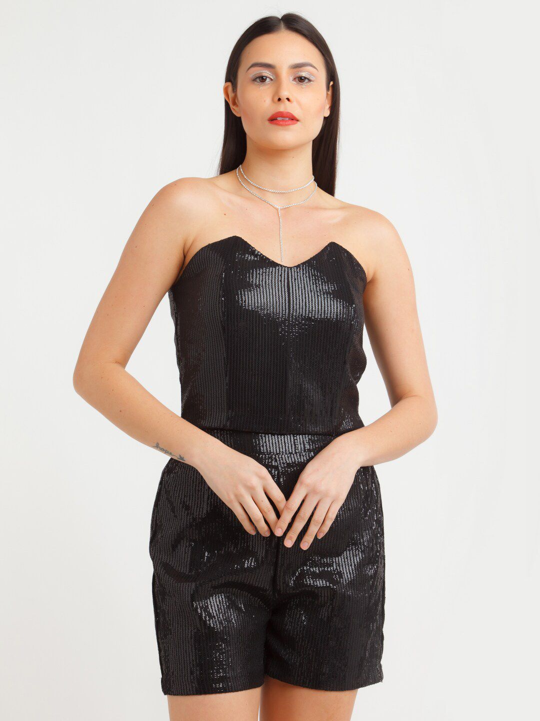 zink Z Black Embellished Corset Top Price in India