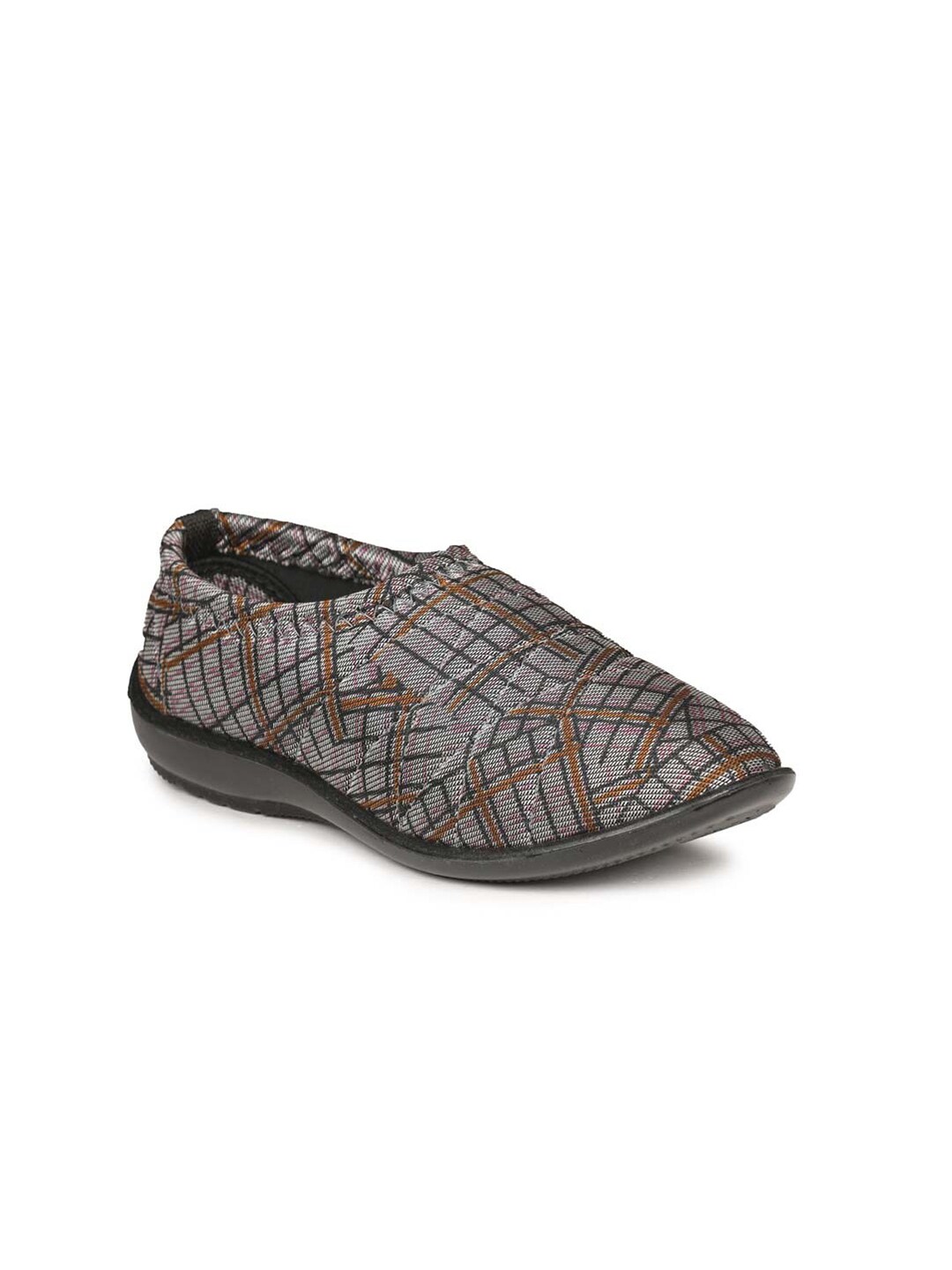 Paragon Women Grey & Brown Printed Slip-On Casual Shoes Price in India