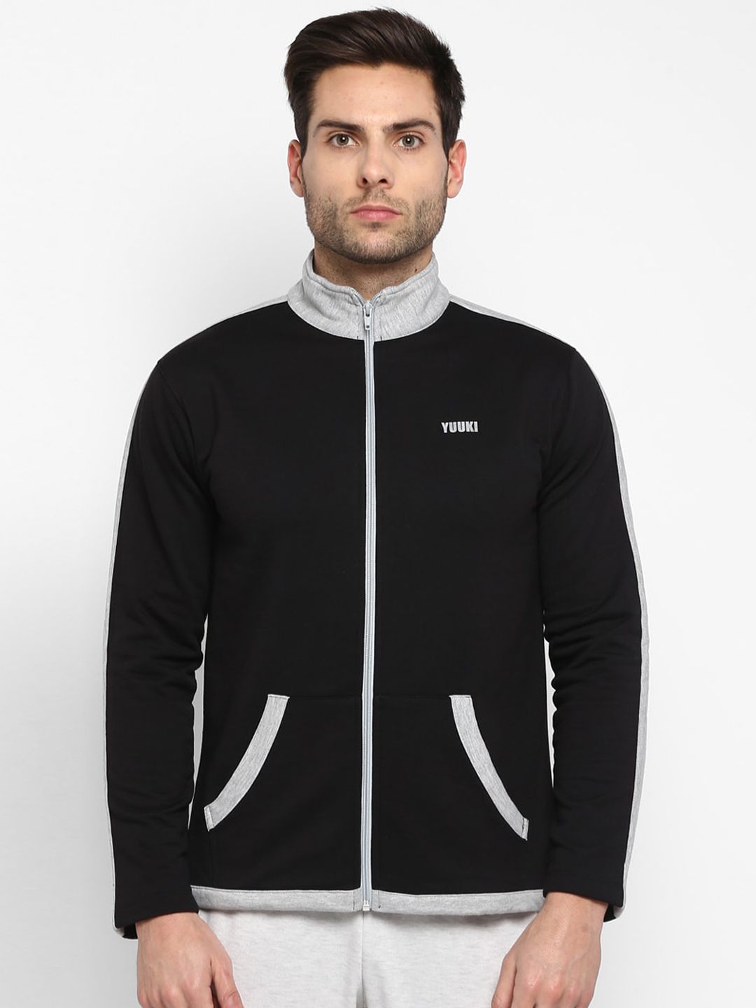 Yuuki Men Black Cotton Sporty Jacket