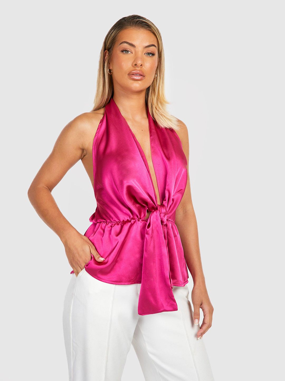 Boohoo Halter Neck Styled Back Top Price in India