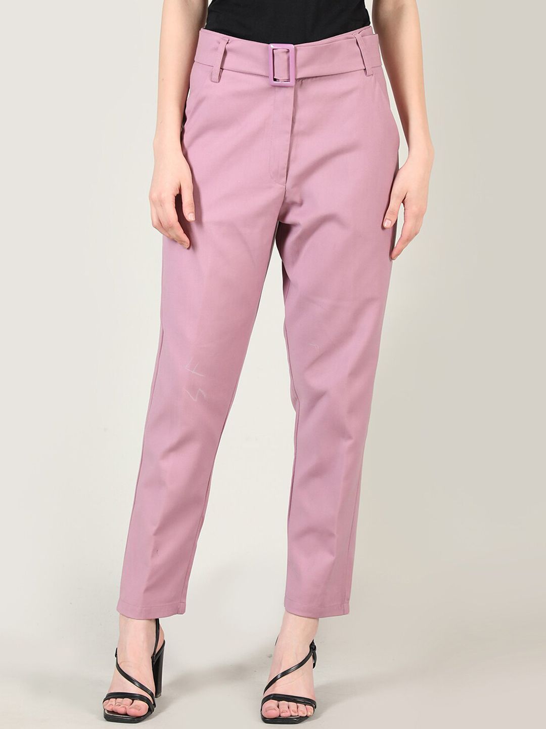 Dlanxa Women Purple Solid Regular Fit Formal Trousers Price in India