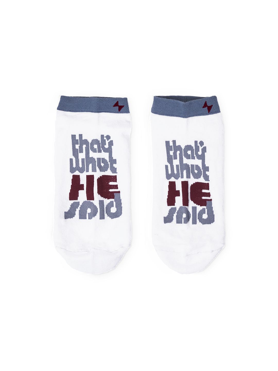 hexafun White & Grey Patterned Pure Organic Cotton Above Ankle- Length Socks