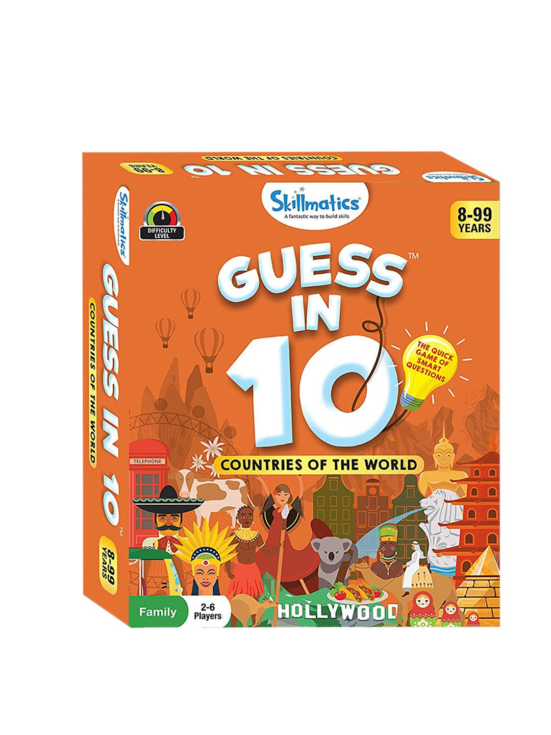 Skillmatics  Kids Orange & White Guess in 10 Countries of The World Card Games