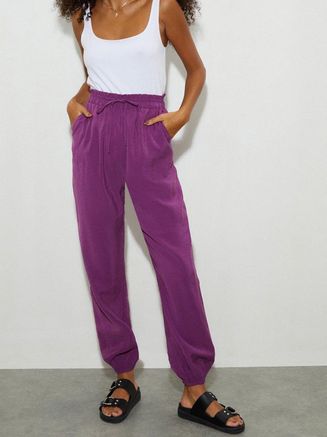 DOROTHY PERKINS Women Purple High-Rise Joggers Price in India