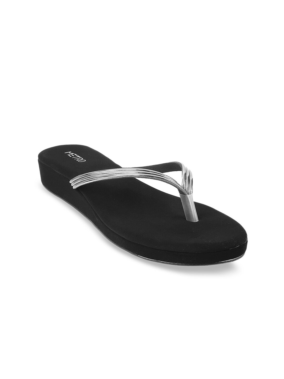 Women Open Toe Flats Metro Women Silver-Toned Open Toe Flats