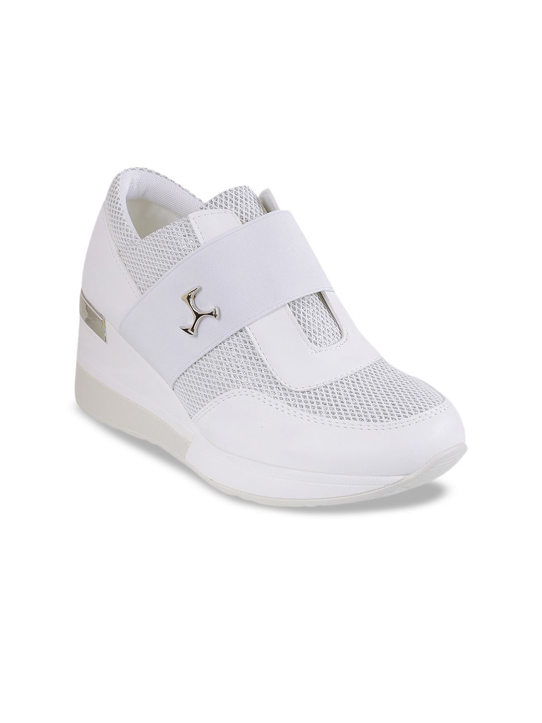 Mochi Women White Slip-On Sneakers Price in India