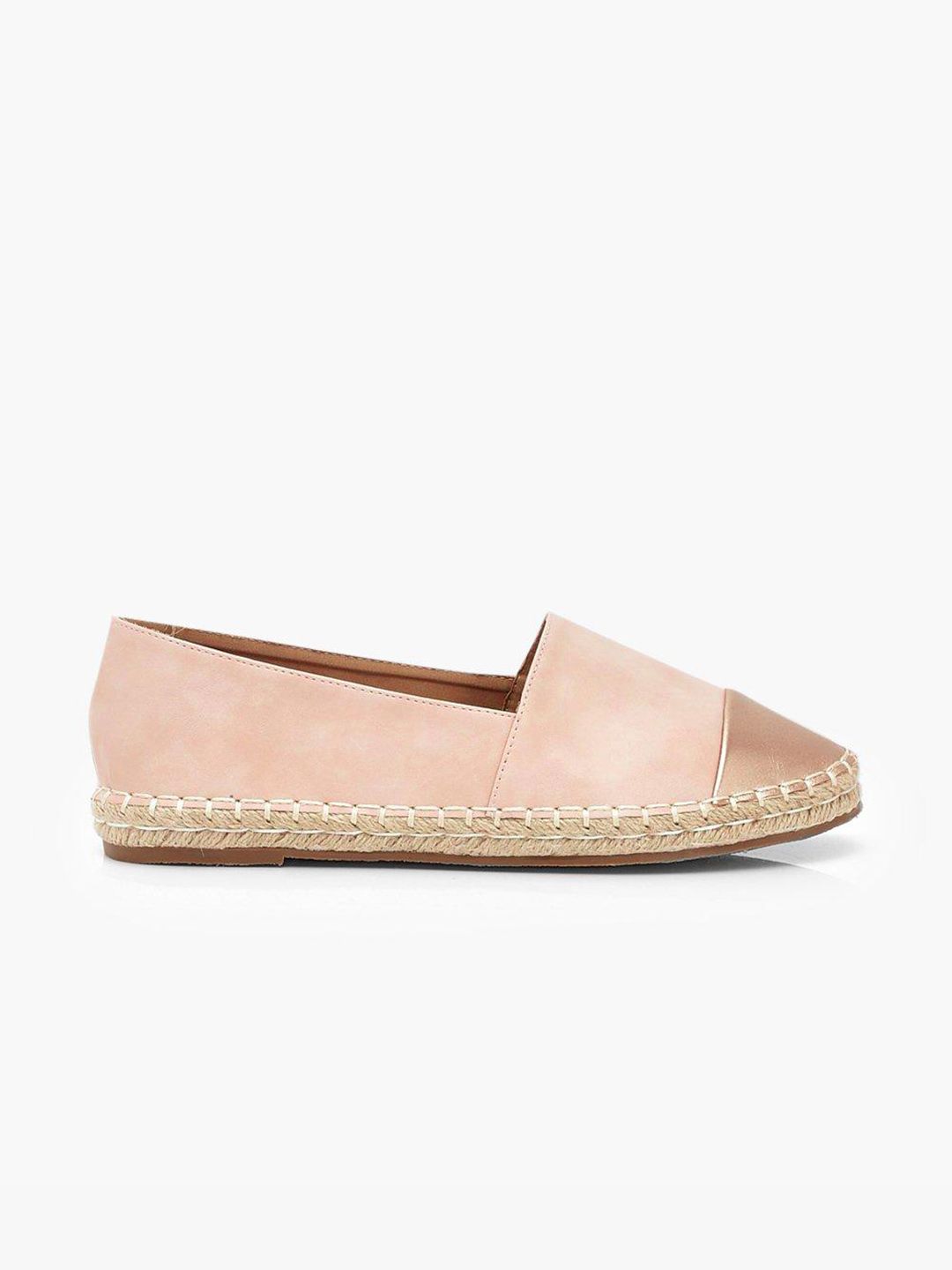 Boohoo Women Peach-Coloured & Rose Gold-Toned Espadrilles Price in India