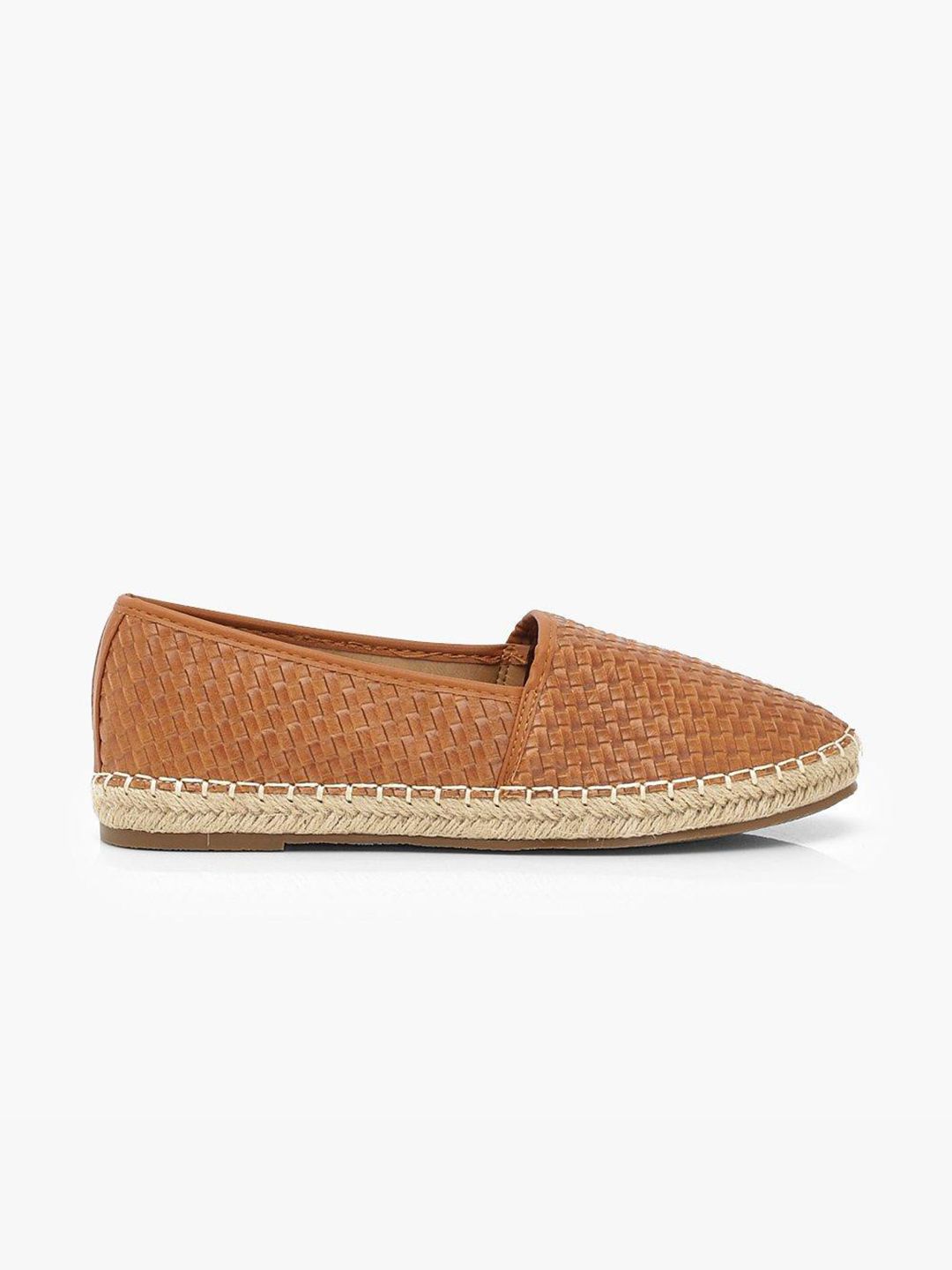 Boohoo Women Tan Brown Basketweave Textured Espadrilles Price in India