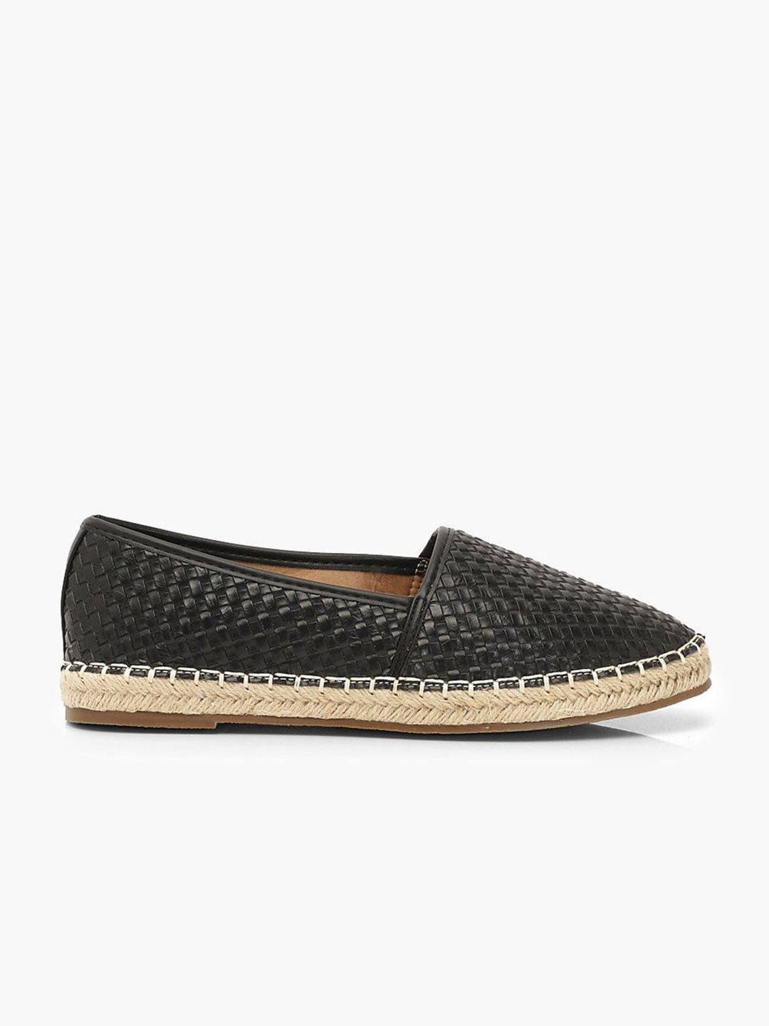 Boohoo Women Black Basketweave Textured Espadrilles Price in India