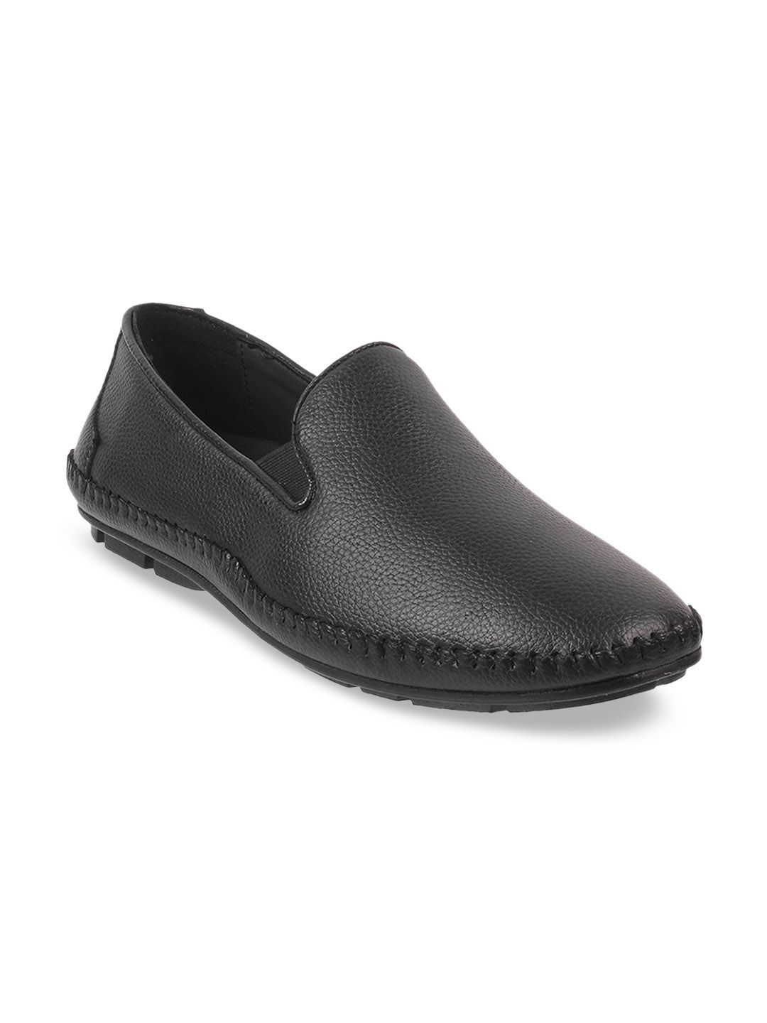 WALKWAY by Metro Men Black Textured Loafers