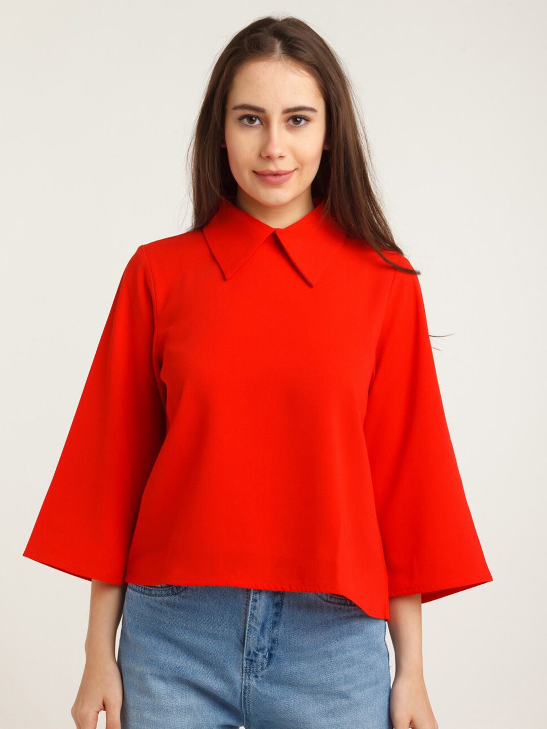 Zink London Red Shirt Style Top Price in India