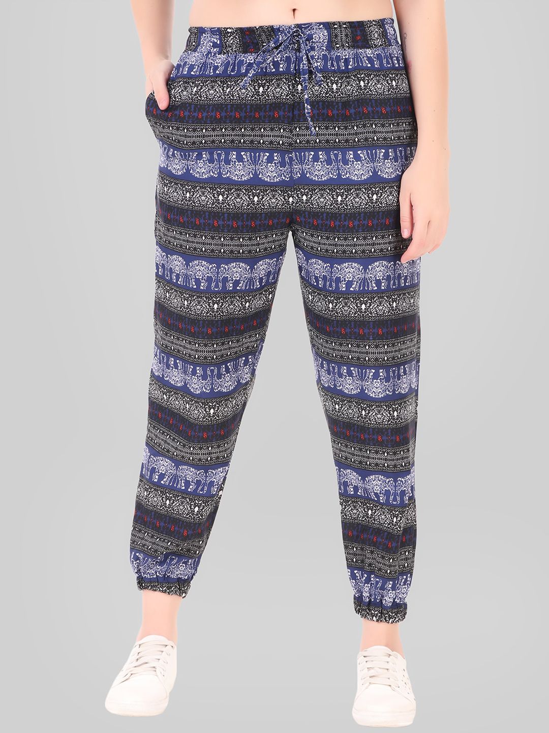 Womenster Women Maroon Printed Joggers Trousers Price in India