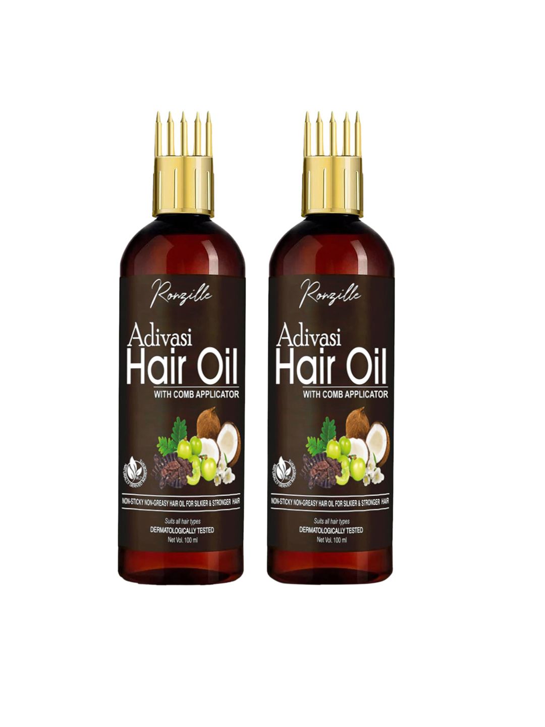 Ronzille Set of 2 Adivasi Jadibuti Hair Oil with Comb Applicator - 100 ml