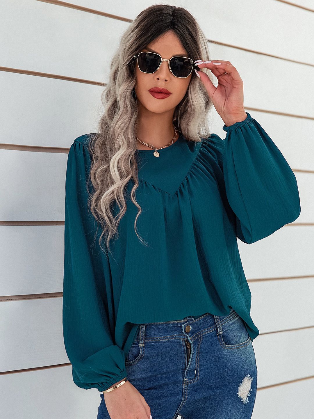 StyleCast Teal Regular Top Price in India