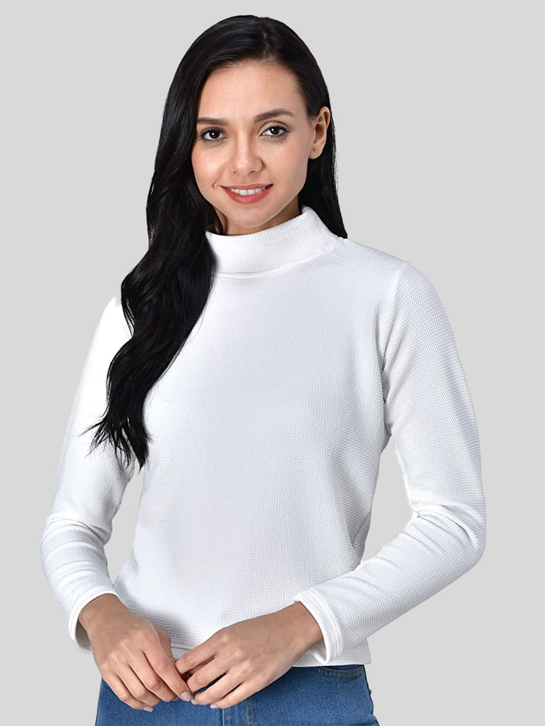 Womenster White High Neck Top Price in India