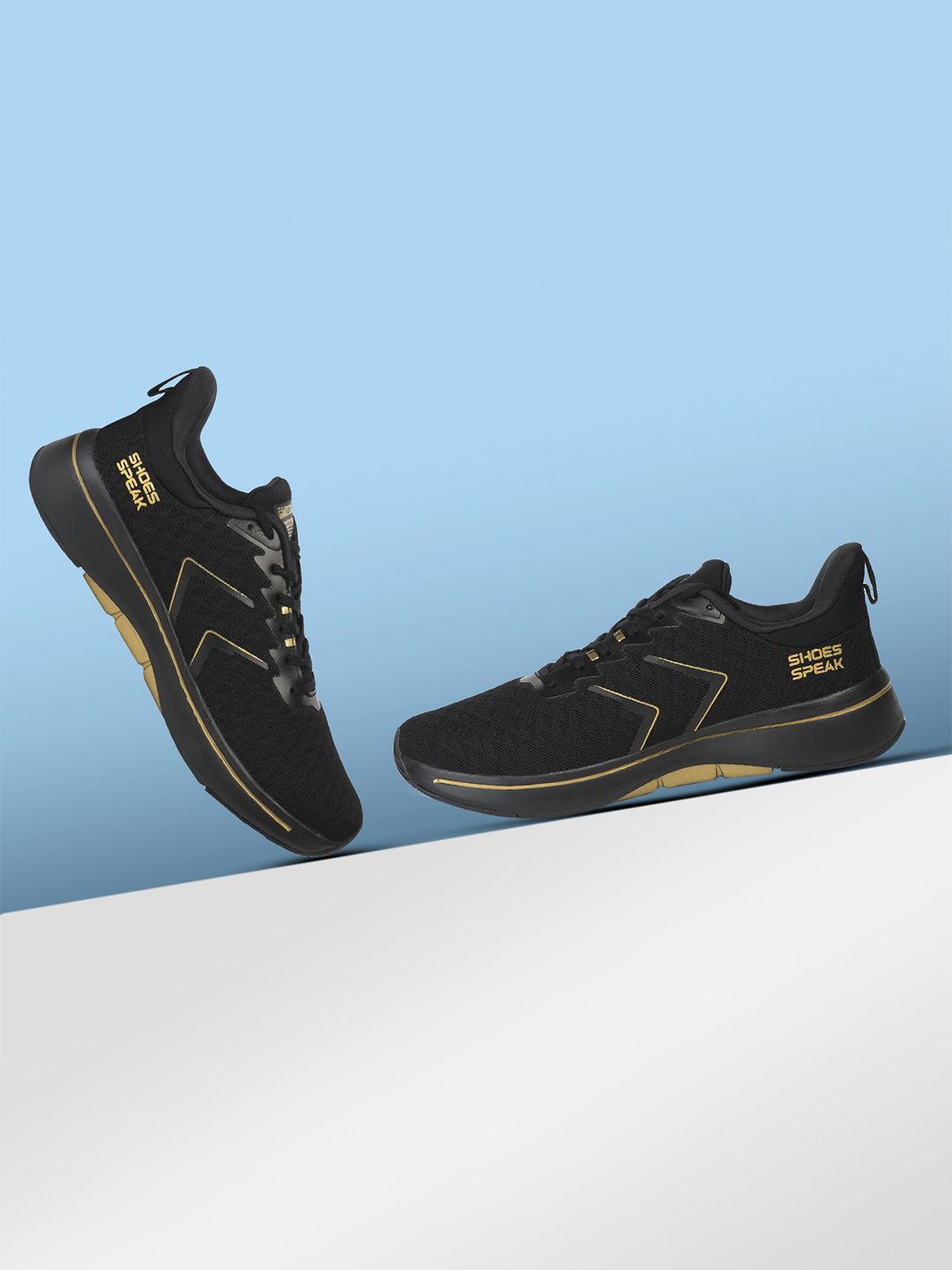 JQR Men SPEAK Black Speak Mesh Running Shoes