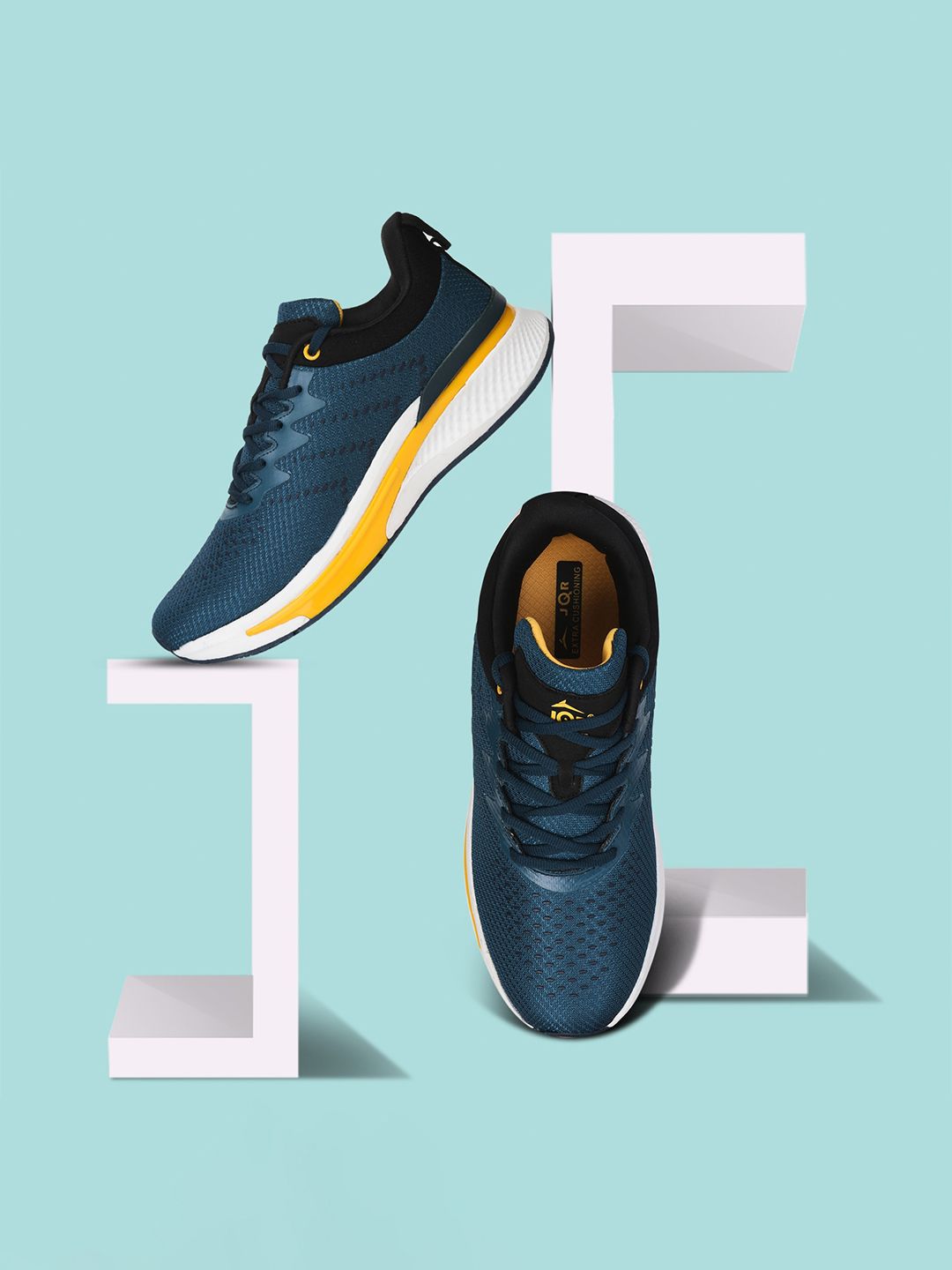 JQR Men VISIT Teal Mesh Running Shoes