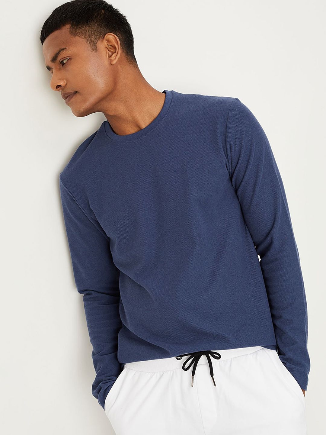 max Men Blue Cotton Lounge Tshirts