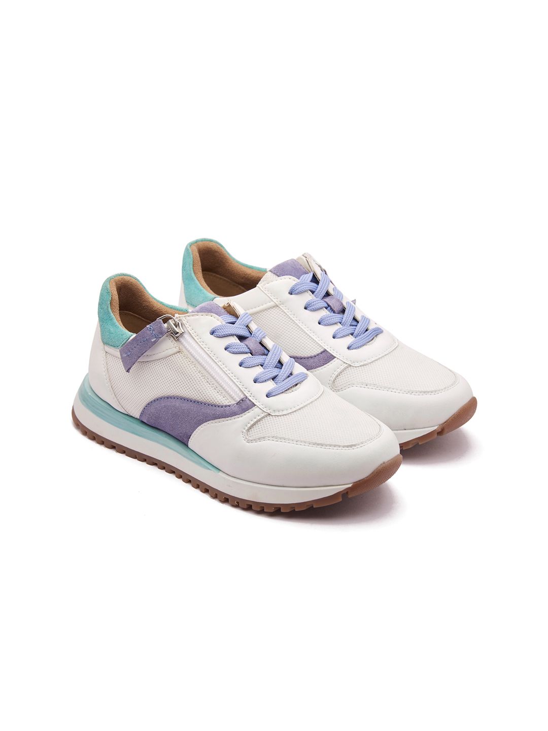 MICHAEL ANGELO Women White & Purple Colourblocked Sneakers Price in India