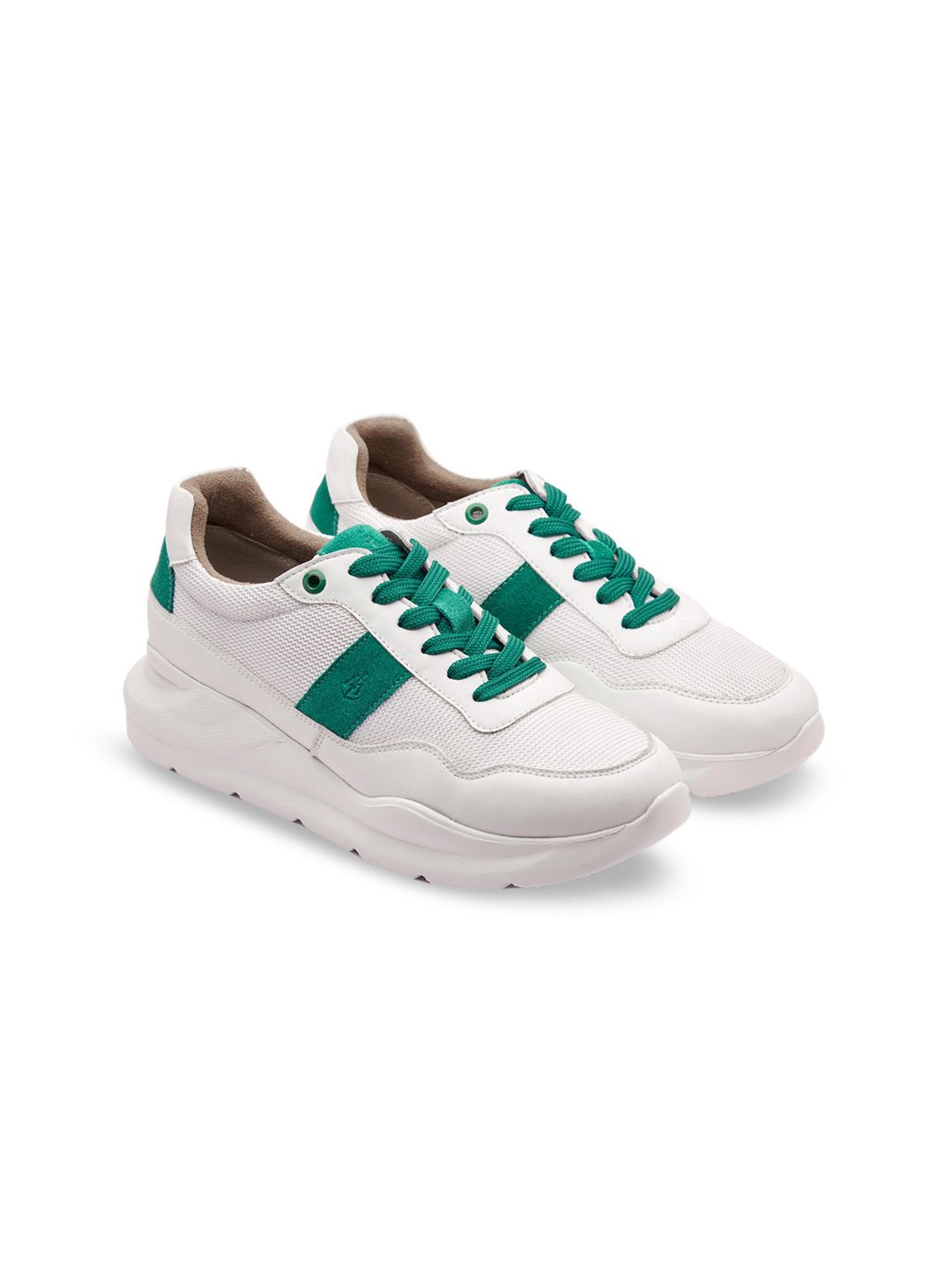 MICHAEL ANGELO Women White & Green Colourblocked Sneakers Price in India