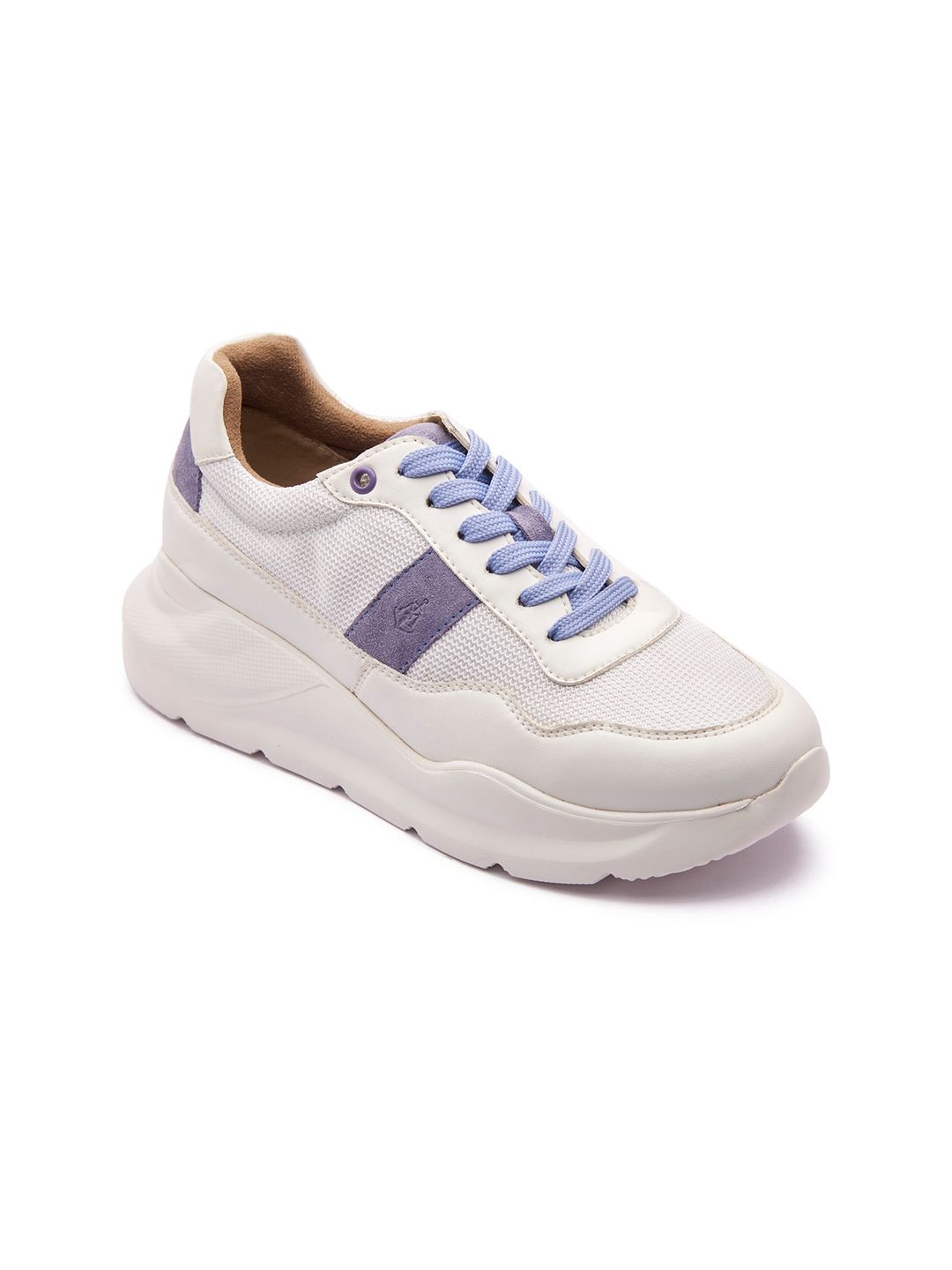 MICHAEL ANGELO Women White & Purple Woven Design Sneakers Price in India