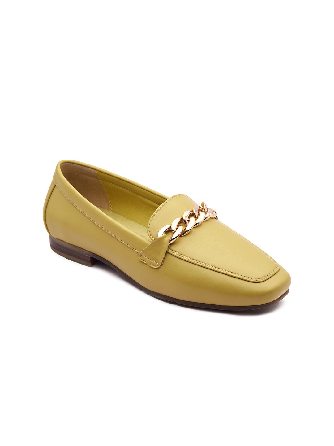 MICHAEL ANGELO Women Yellow Lightweight Buckles Loafers Price in India